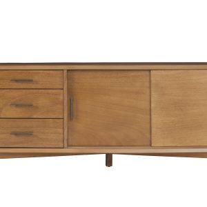 64" Brown TV Stand with Drawers and Sliding Door