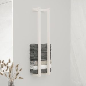 vidaXL Towel Rack White 9.1"x7.1"x43.3" Solid Wood Pine