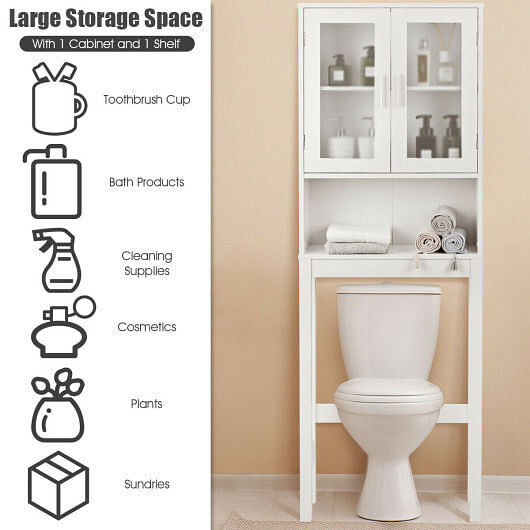 Over the Toilet Bathroom Storage Cabinet with Adjustable Shelf - Image 4