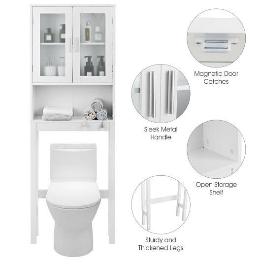 Over the Toilet Bathroom Storage Cabinet with Adjustable Shelf - Image 3